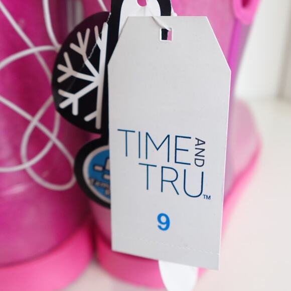 Hot Pink Fleece lined Rubber Slipper Boots - Picture 5 of 10